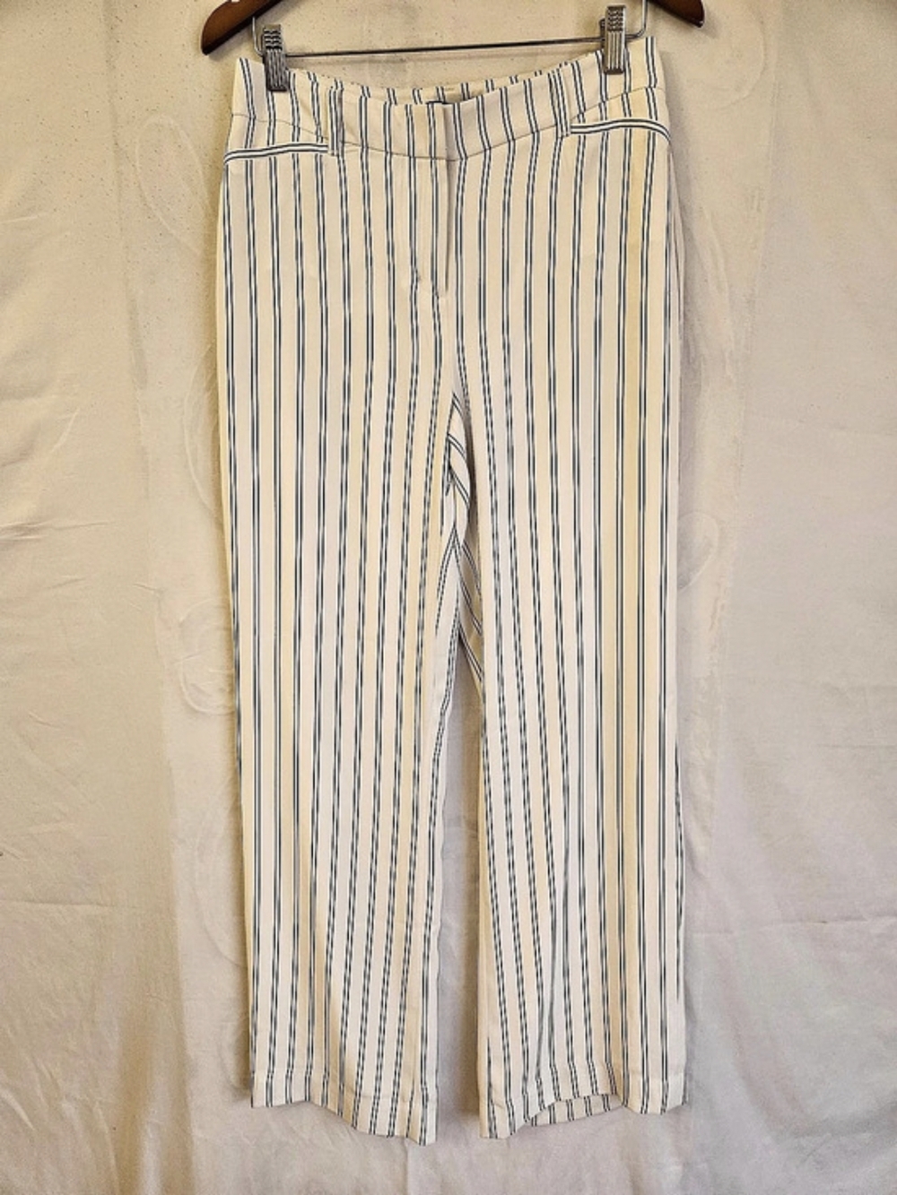 White House Black Market Striped Wide Leg Pants White & Black Size 4R